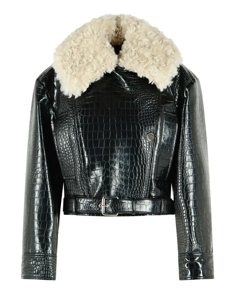 SPORTMAX Bikerjacke mit Kroko-Optik - Schwarz Schwarz