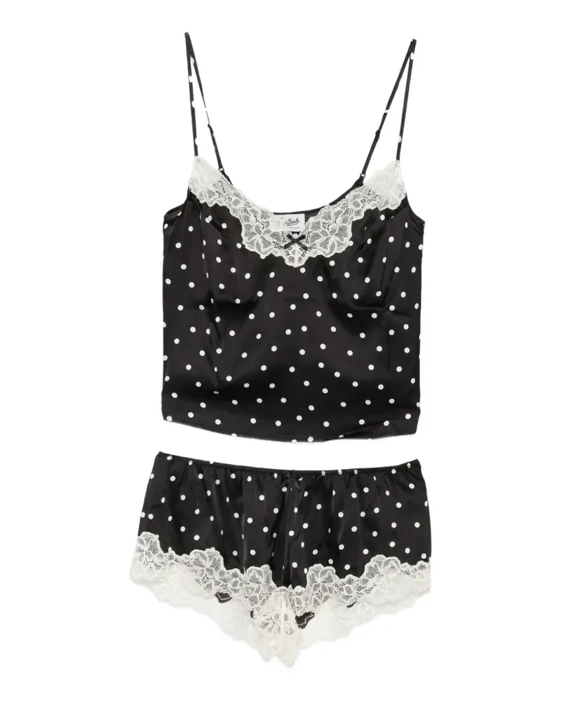 MC2 Saint Barth Pilar polka-dot lace-trim pajama set - Schwarz Schwarz