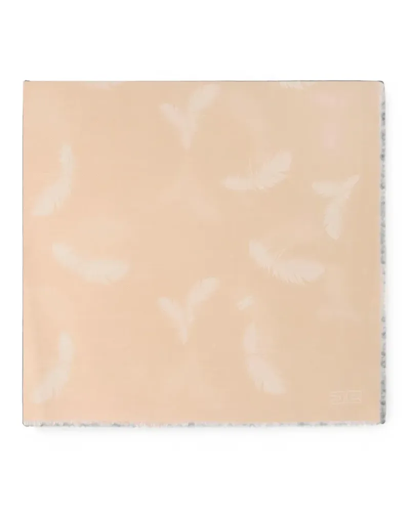 Elisabetta Franchi wool and cashmere foulard scarf - Nude Nude