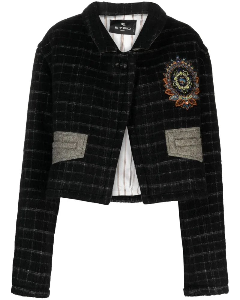 Etro Cropped-Jacke mit Karomuster Schwarz