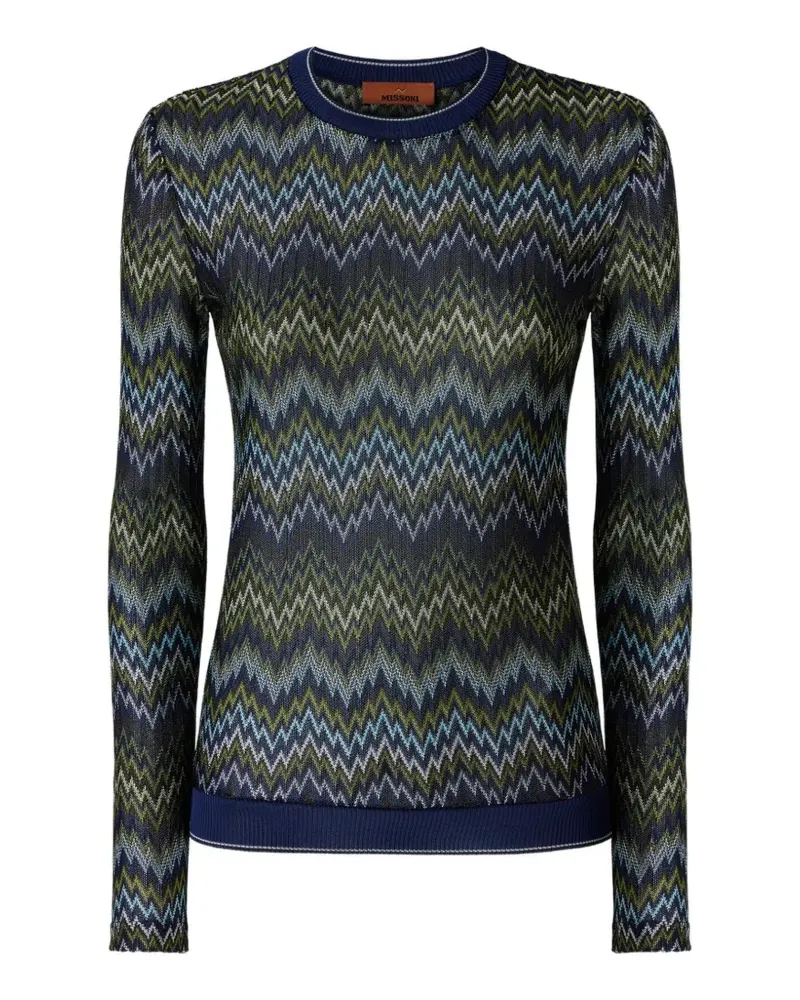 Missoni Langärmeliger Pullover aus Viskose mit Schlangenmotiv - Blau Blau