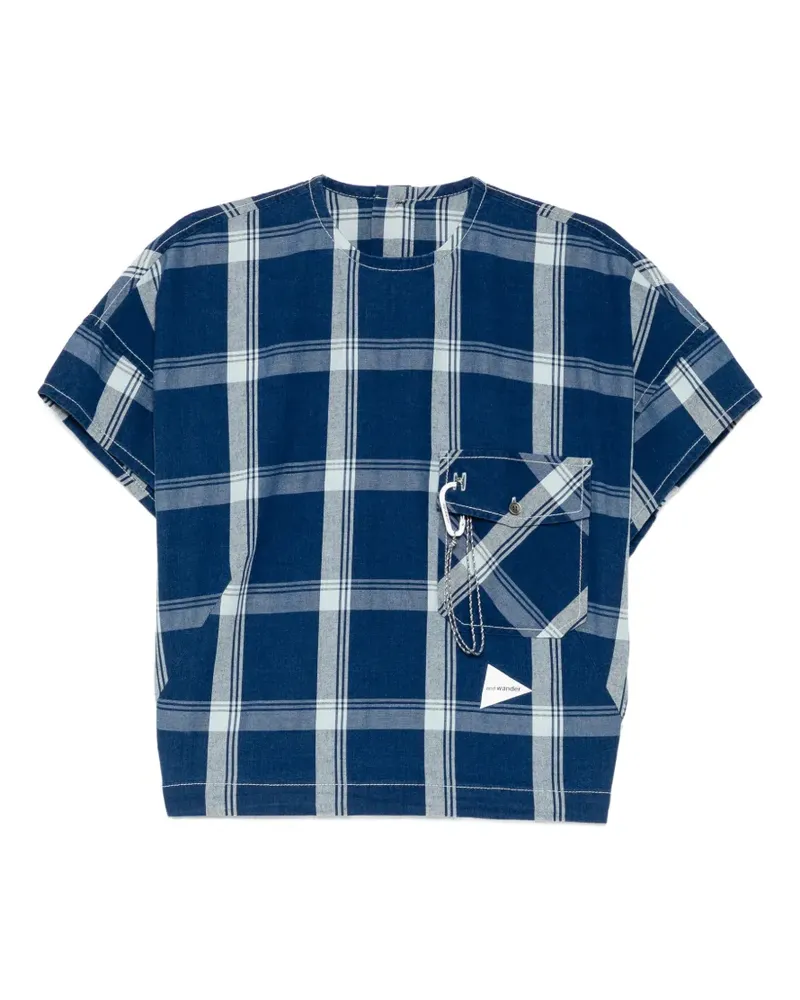 and wander check-print pocket top - Blau Blau