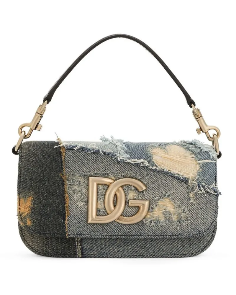 Dolce & Gabbana Jeans-Umhängetasche im Patchwork-Look - Blau Blau