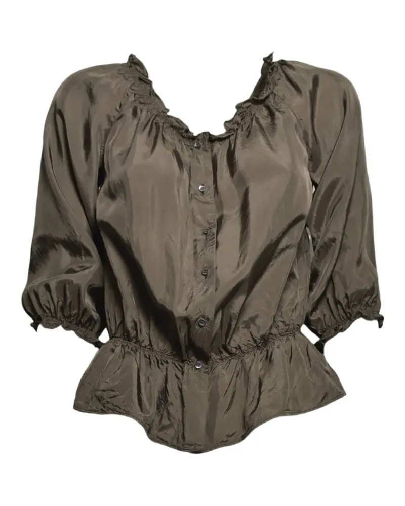 ASPESI ruffled button top - Grün Grün