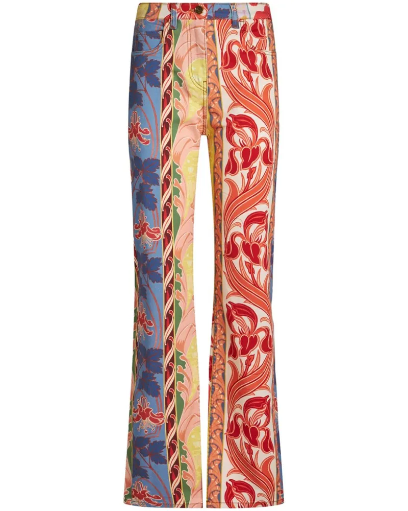Etro Bootcut-Jeans mit Blumen-Print - Rot Rot