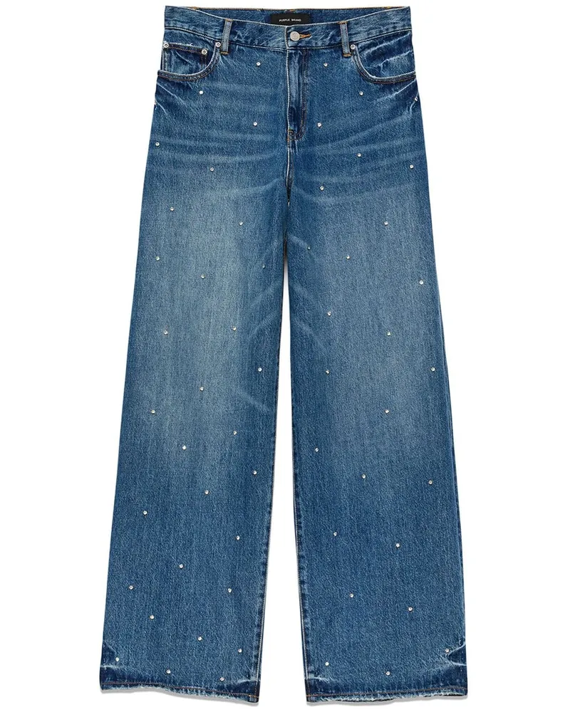 PURPLE BRAND Wide-Leg-Jeans mit Strass - Blau Blau