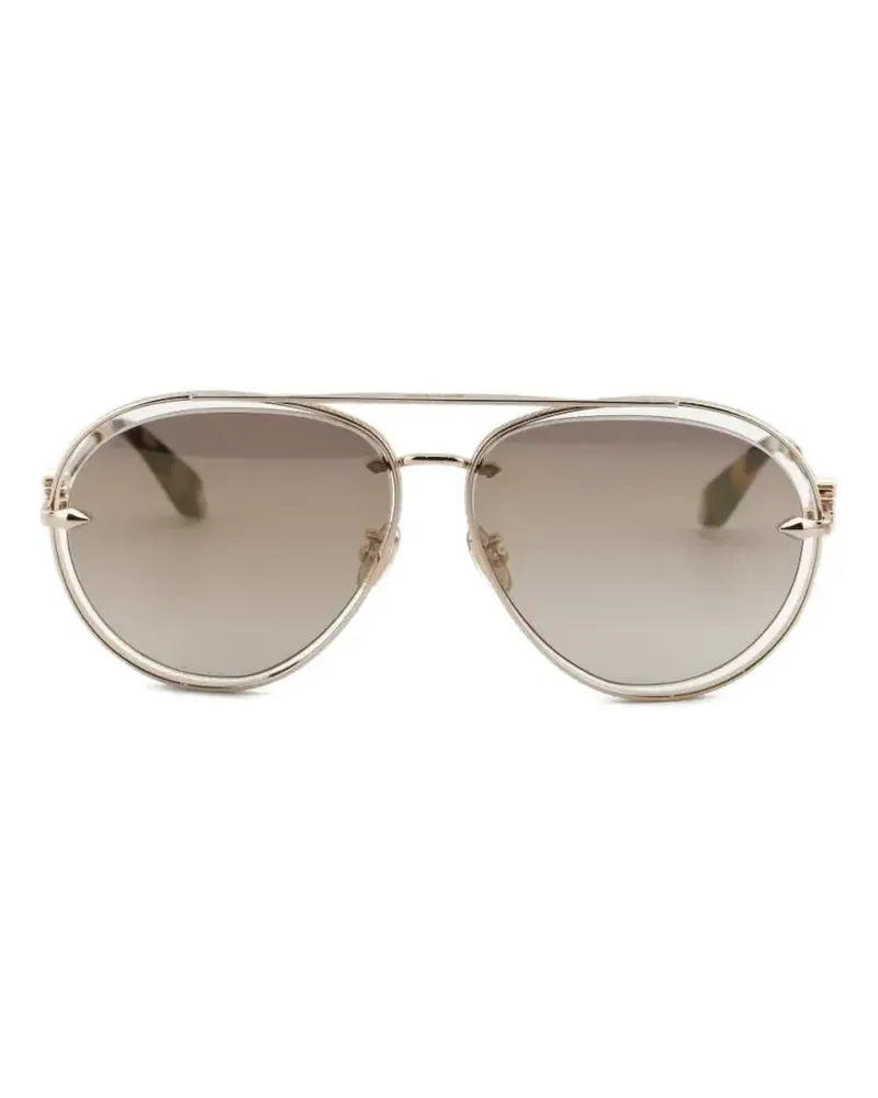 Roberto Cavalli double-bridge pilot-frame sunglasses - Gold Gold