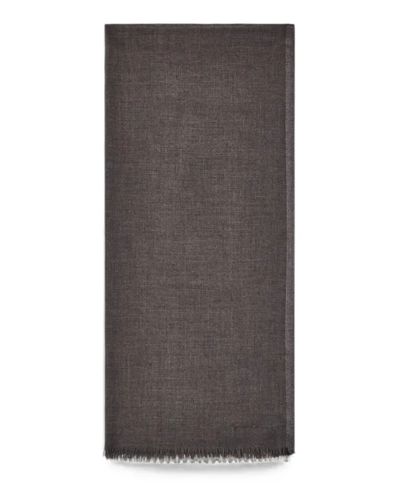 Giorgio Armani herringbone-pattern fringed scarf - Grau Grau