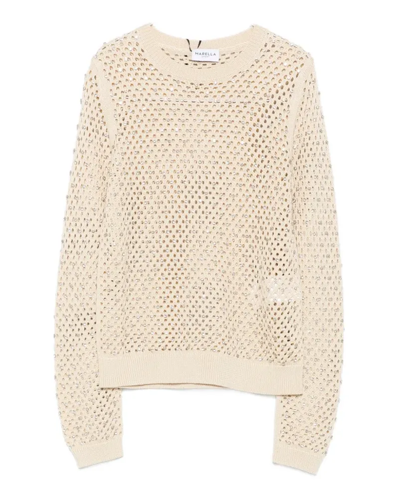 MARELLA crystal-embellished open-knit sweater - Nude Nude