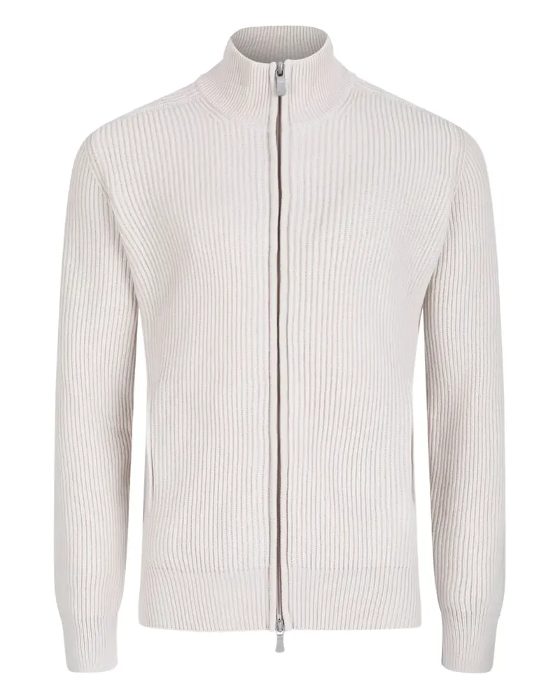 Gran Sasso Gerippter Cardigan mit Reißverschluss - Weiß Weiß