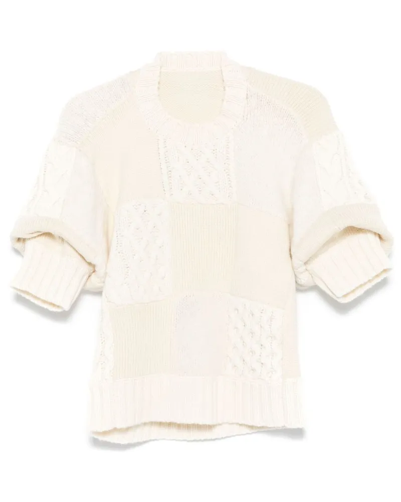 Sacai Pullover mit kurzen Puffärmeln - Weiß Weiß