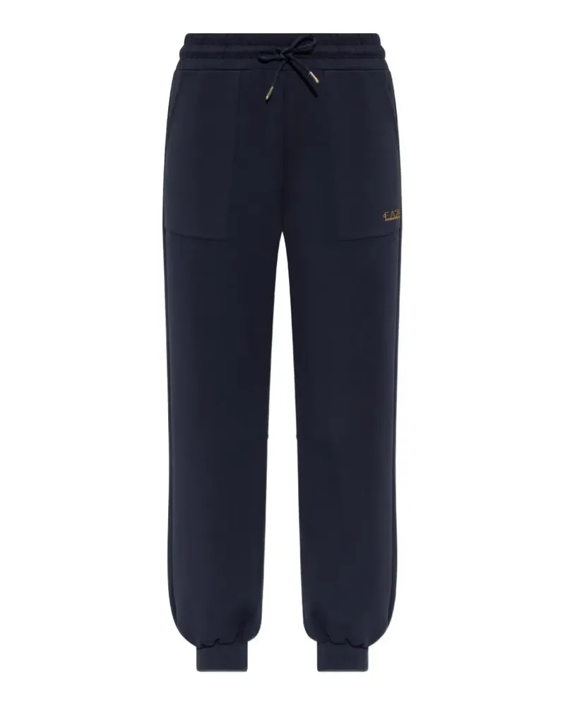 EA7 drawstring logo-plaque track pants - Blau Blau