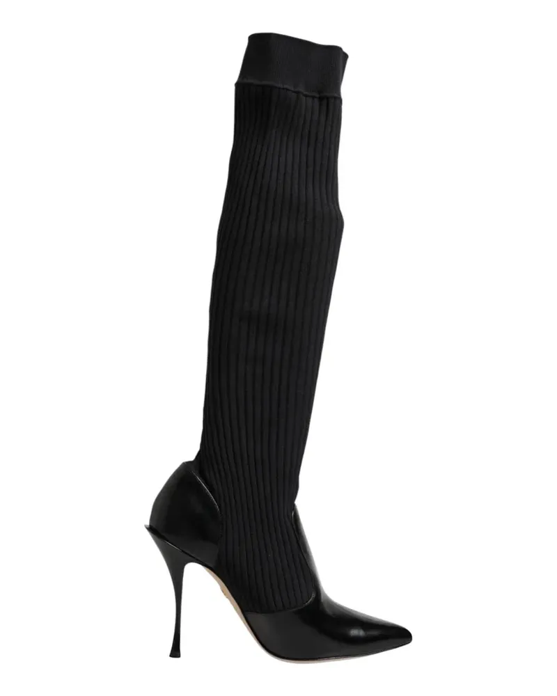 Dolce & Gabbana Stiefel aus geripptem Strick - Schwarz Schwarz