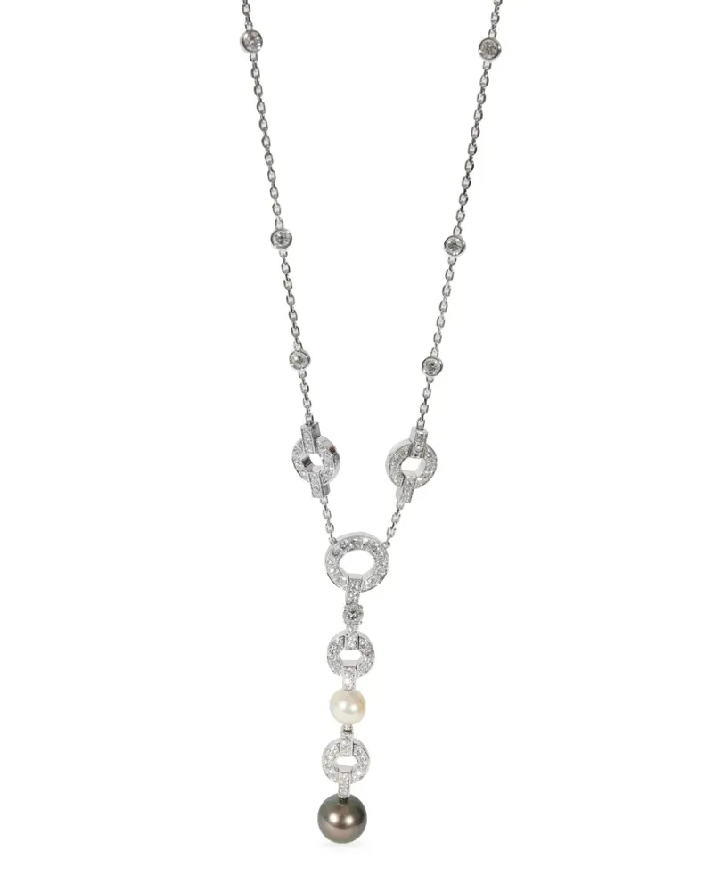 Cartier 18kt Weißgold-Perlenkette mit Diamanten und Perlen - Silber Silber