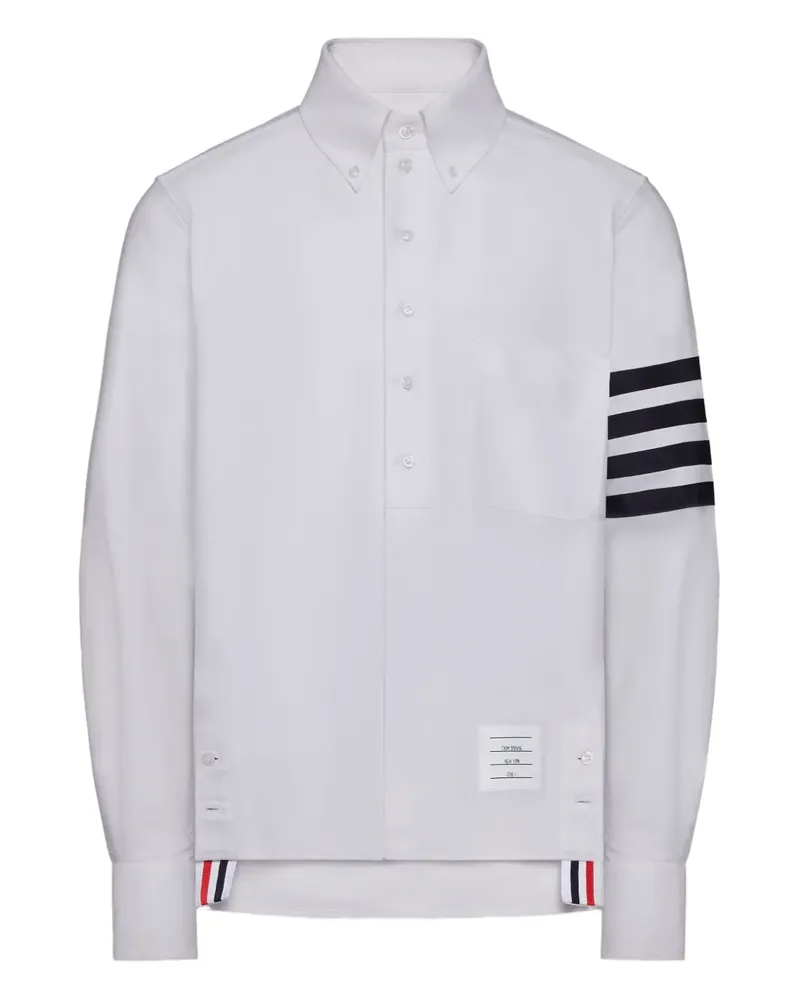Thom Browne Oxford-Poloshirt mit Streifen-Logo - Weiß Weiß