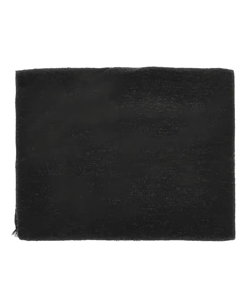 Emporio Armani logo-embroidered fringed scarf - Schwarz Schwarz