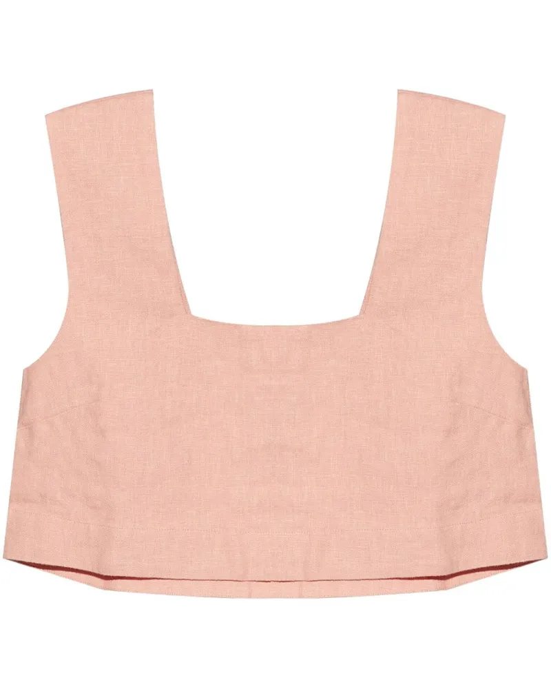 Posse Caleb Cropped-Top aus Leinen Rosa