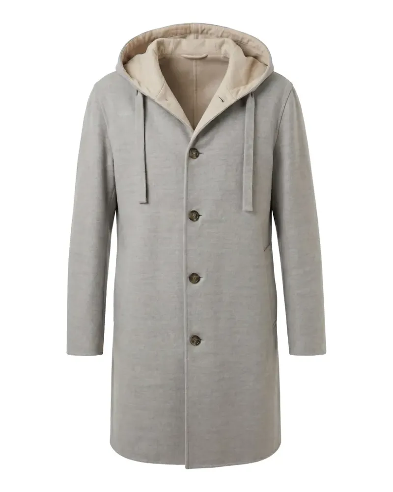 LARDINI single-breasted hooded wool coat - Grau Grau