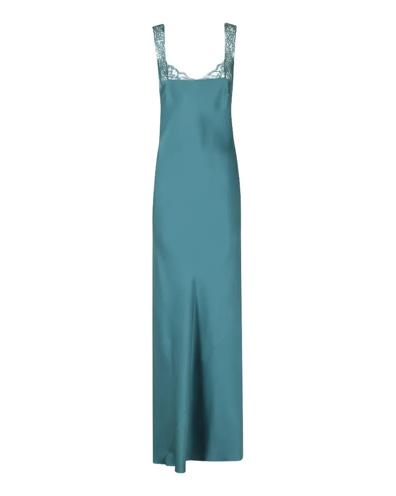 forte_forte Satin-Maxikleid mit Spitze - Blau Blau