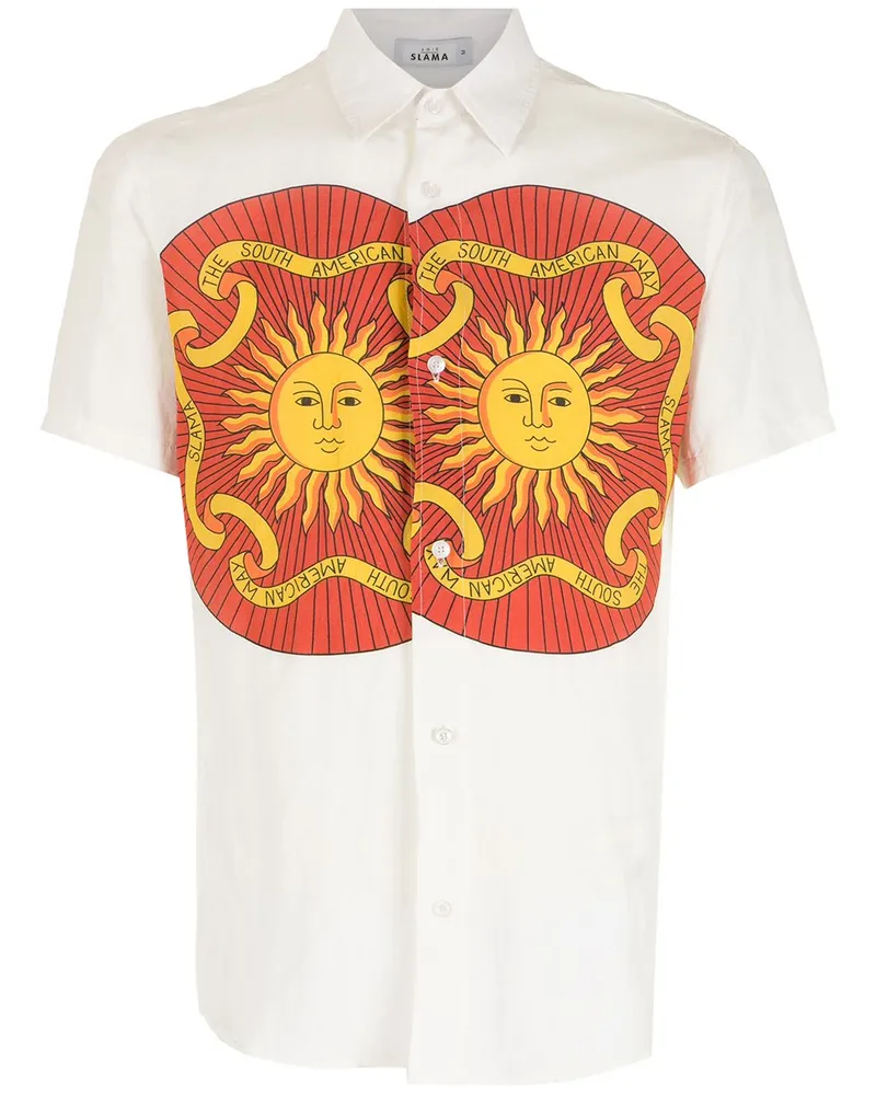 Amir Slama Hemd mit Sol-Print - Weiß Weiß
