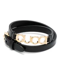 Gucci Leder-Choker mit -Schriftzug Schwarz