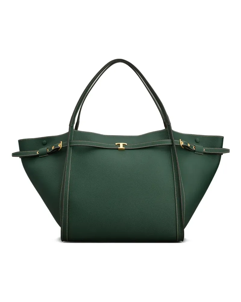 TOD'S Mittelgroßer T Timeless Tote Bag mit goldfarbener Schnalle - Grün Grün