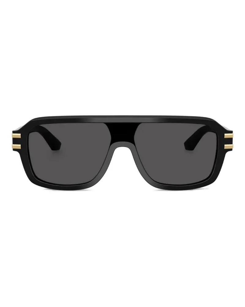Dolce & Gabbana Sonnenbrille mit Logo-Schild - Schwarz Schwarz