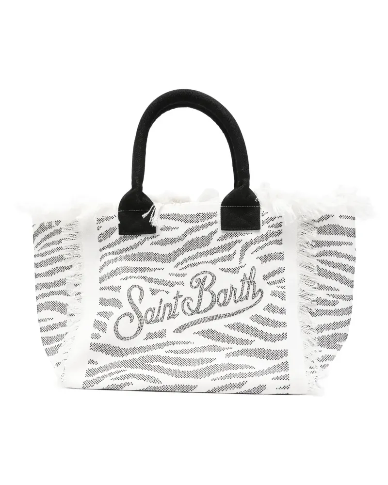 MC2 Saint Barth Vanity zebra-print rhinestone-embellished tote bag - Weiß Weiß