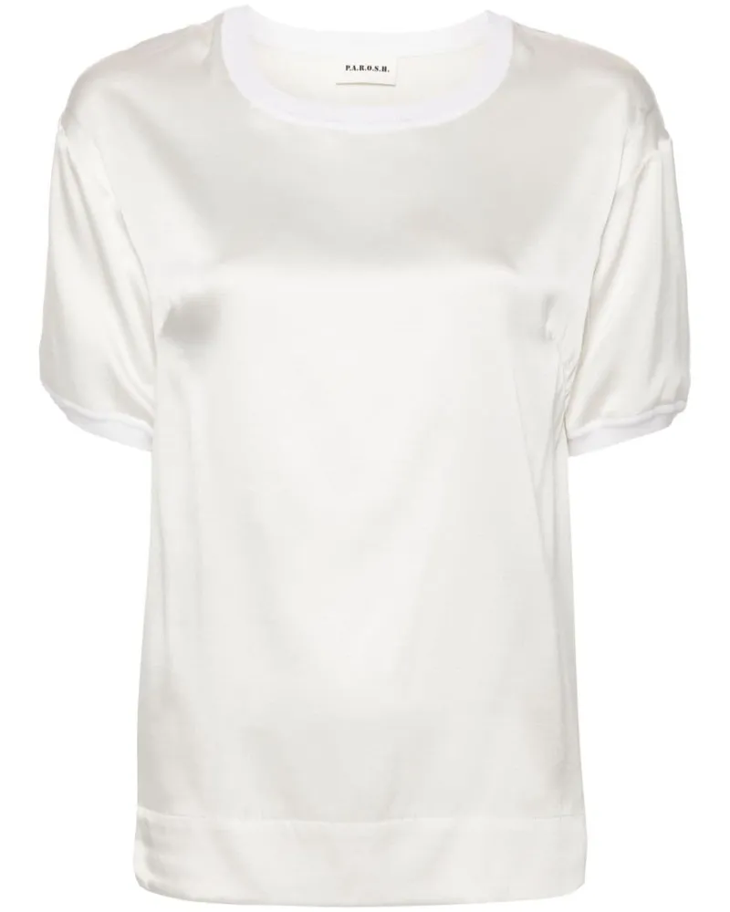 P.A.R.O.S.H. P.A.R.O H. T-Shirt aus Satin - Nude Nude