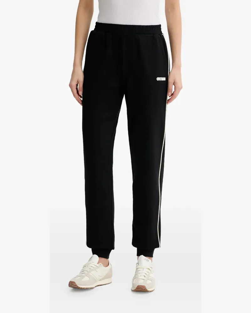 Guess logo-patch side-stripe track pants - Schwarz Schwarz