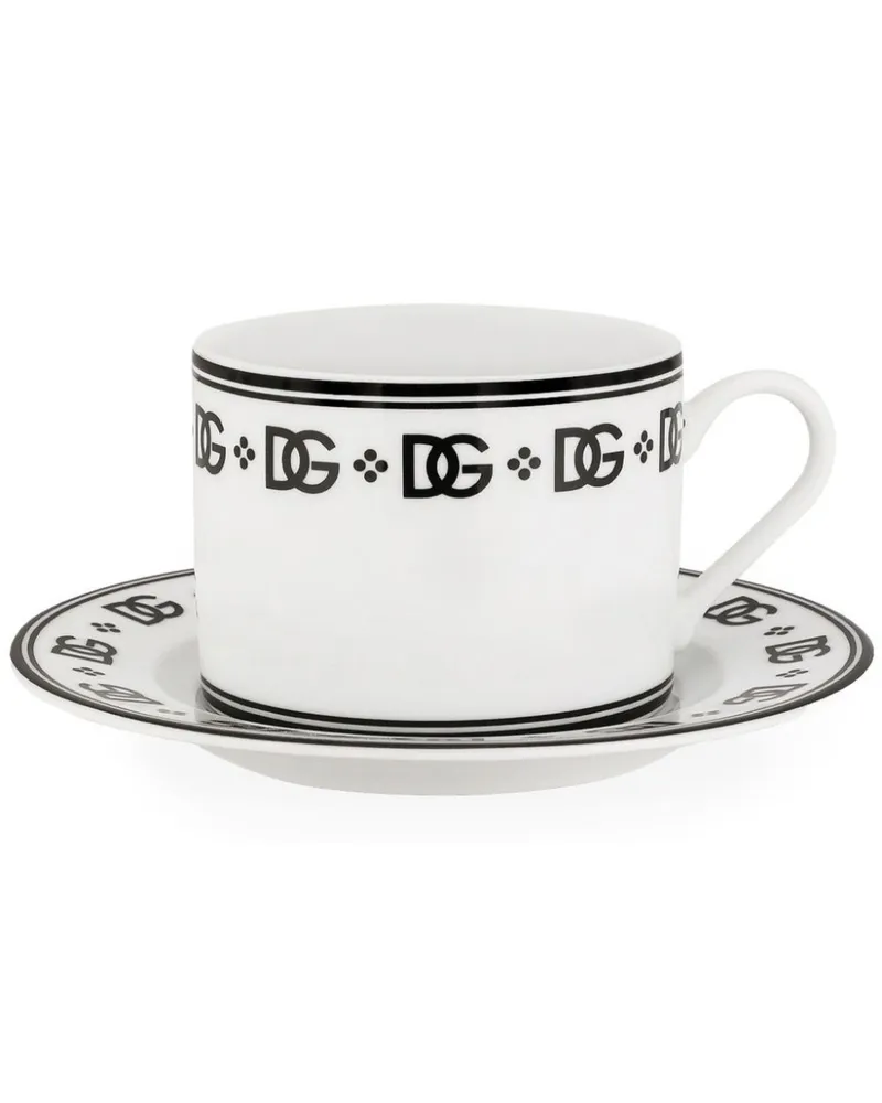 Dolce & Gabbana Teetassen mit DG-Print (2er-Set) - Weiß Weiß