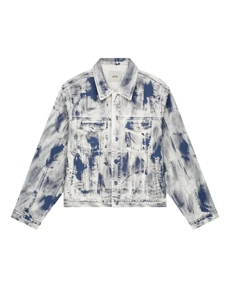 Arte Antwerp Jeansjacke mit Farbklecksen - Blau Blau