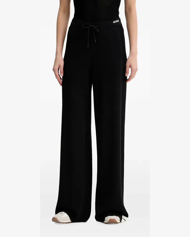 Guess wide-leg logo-embroidered track pants - Schwarz Schwarz