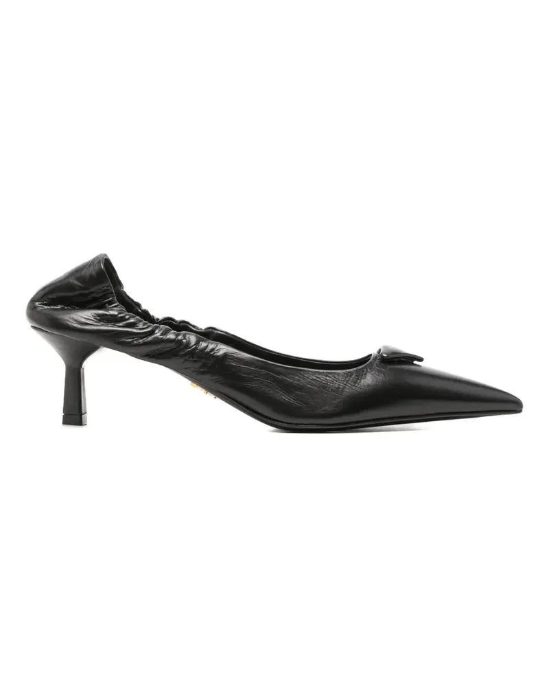 Prada logo-plaque ruched pumps - Schwarz Schwarz