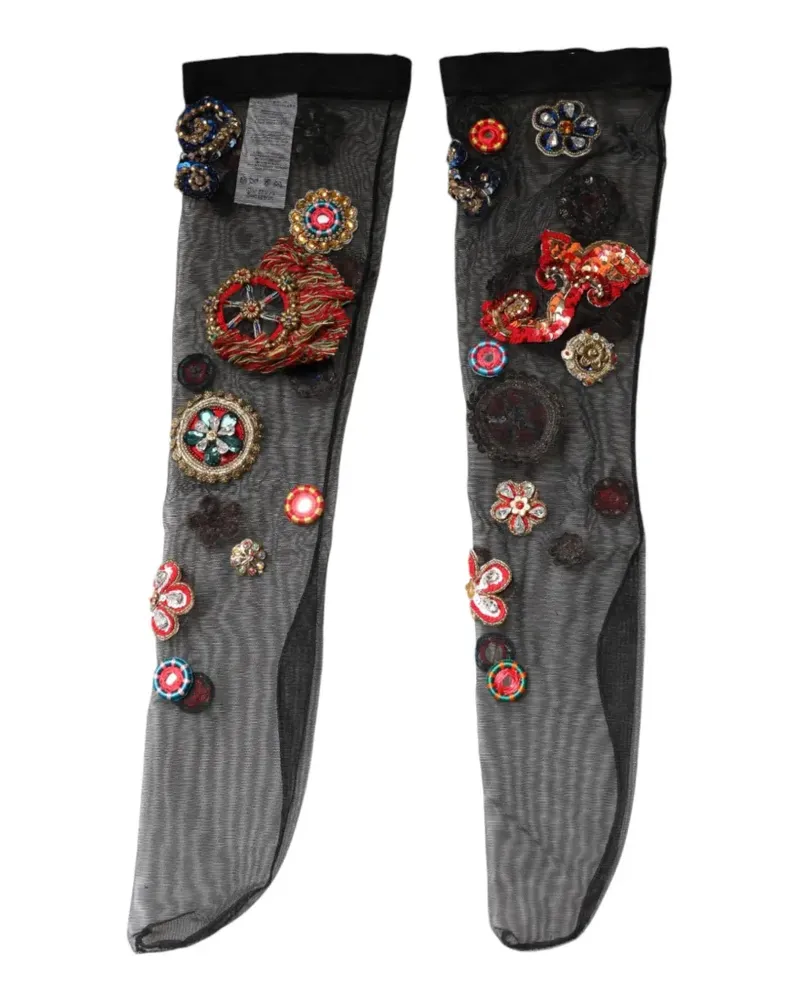 Dolce & Gabbana Carretto Strümpfe mit Kristallen - Schwarz Schwarz