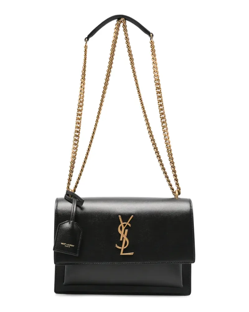 Saint Laurent Mittelgroße Sunset Schultertasche mit Kette - Schwarz Schwarz