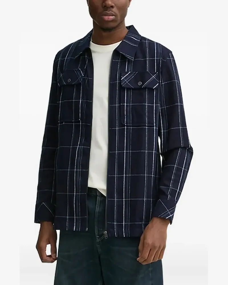 G-STAR RAW Kariertes Hemd mit Reißverschluss - Blau Blau