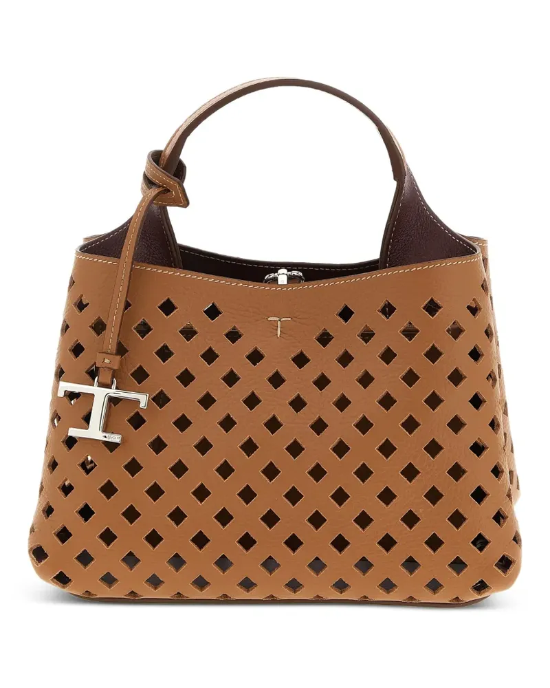 TOD'S Apa Micro Handtasche mit Lochmuster - Braun Braun