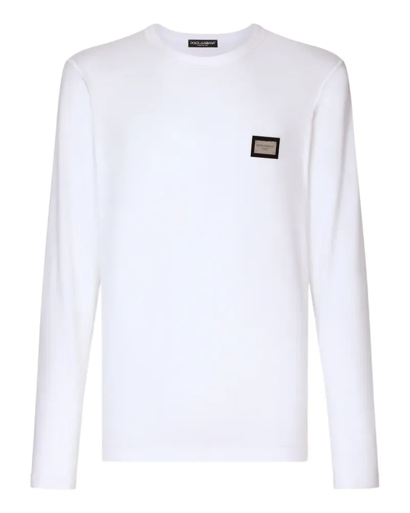 Dolce & Gabbana long-sleeved T-shirt with logo tag - Weiß Weiß