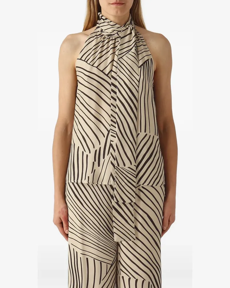 PT TORINO abstract-print halterneck top - Nude Nude