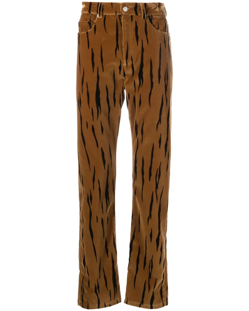 Bally Hose aus Samt mit Tiger-Print - Braun Braun
