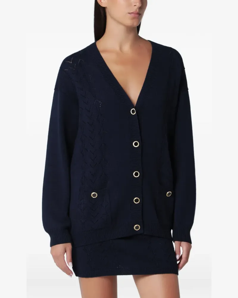 Alessandra Rich Geknöpfter Cardigan aus Pointelle-Strick - Blau Blau