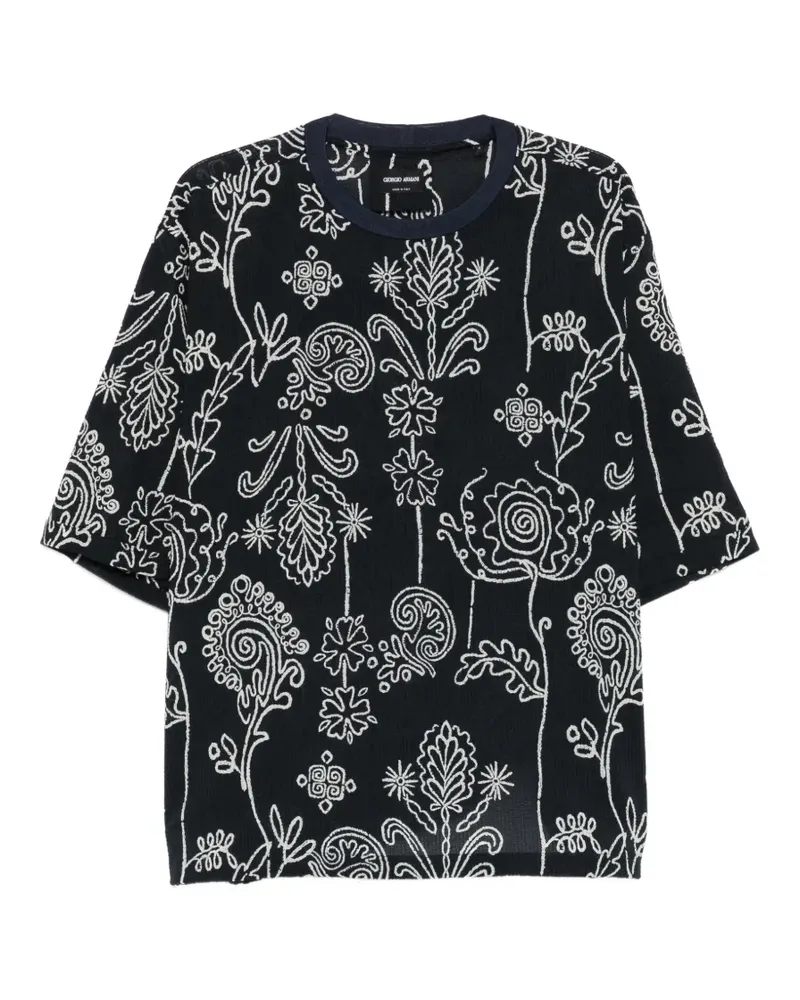 Giorgio Armani T-Shirt mit Blumen-Print - Blau Blau