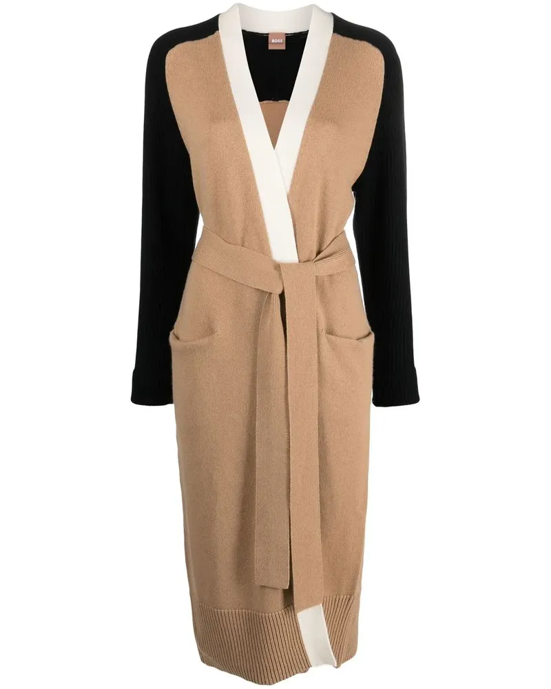 HUGO BOSS Cardigan in Colour-Block-Optik - Schwarz Schwarz