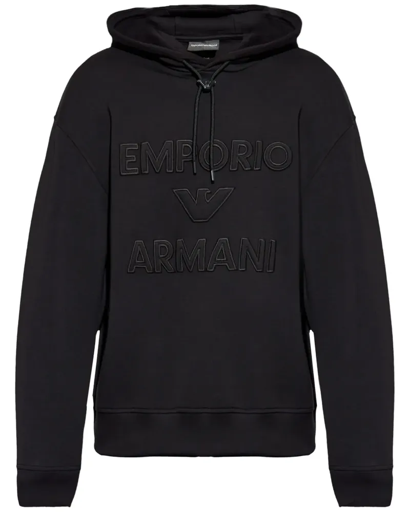 Emporio Armani Hoodie mit Logo-Applikation - Schwarz Schwarz