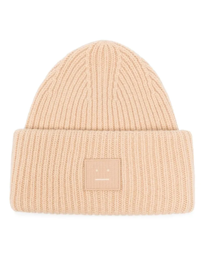 Acne Studios Gerippte Beanie mit Face-Patch - Nude Nude