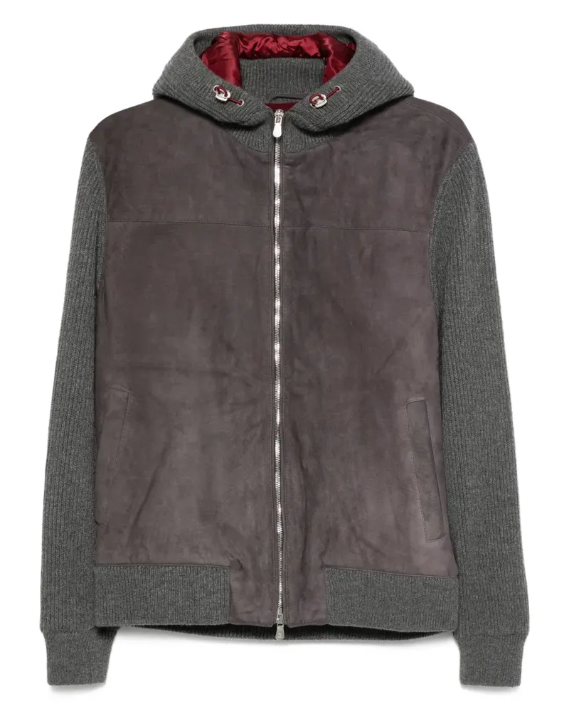 Brunello Cucinelli Bomberjacke aus Wildleder - Grau Grau