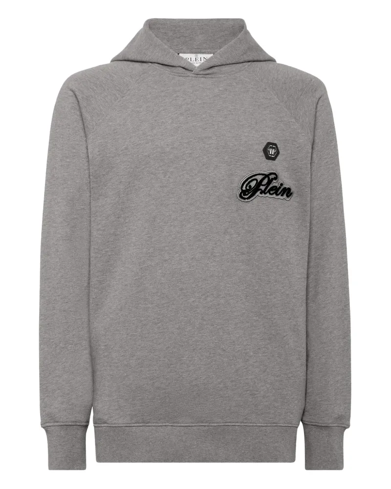 Philipp Plein Hoodie mit Logo-Patch - Grau Grau