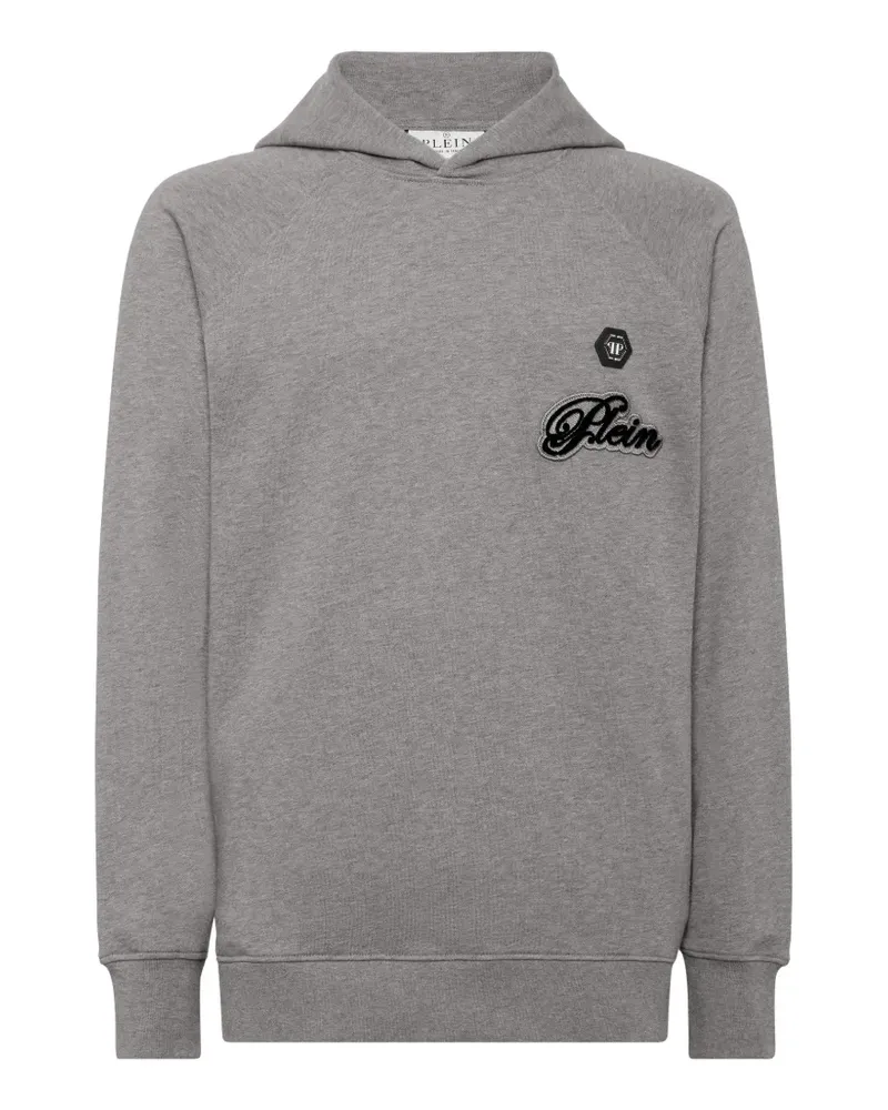 Philipp Plein Hoodie mit Logo-Patch - Grau Grau