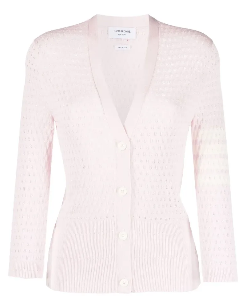 Thom Browne Cardigan mit Logo-Streifen - Rosa Rosa